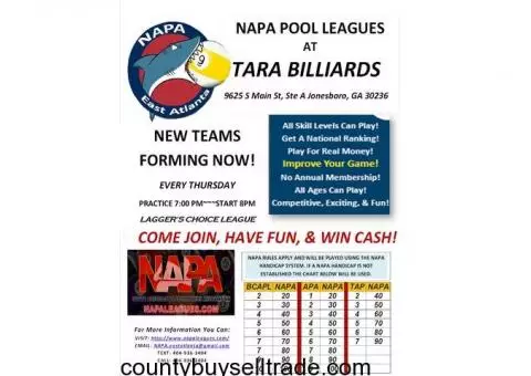 Pool Leagues forming now!